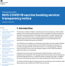 NHS COVID-19 vaccine booking service: transparency notice [Updated 14th May 2021]